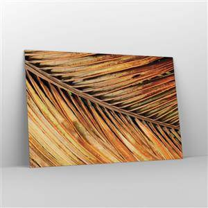 Obraz na szkle - Zbliżenie na suche, złote liście palmy - 120x80cm - Kokosowe złoto - Nowoczesna dekoracja ścienna do salonu, kuchni i sypialni ARTTOR