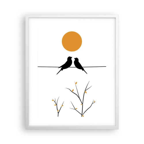 Plakat w białej ramie - Słowiczy wieczór - 40x50 cm