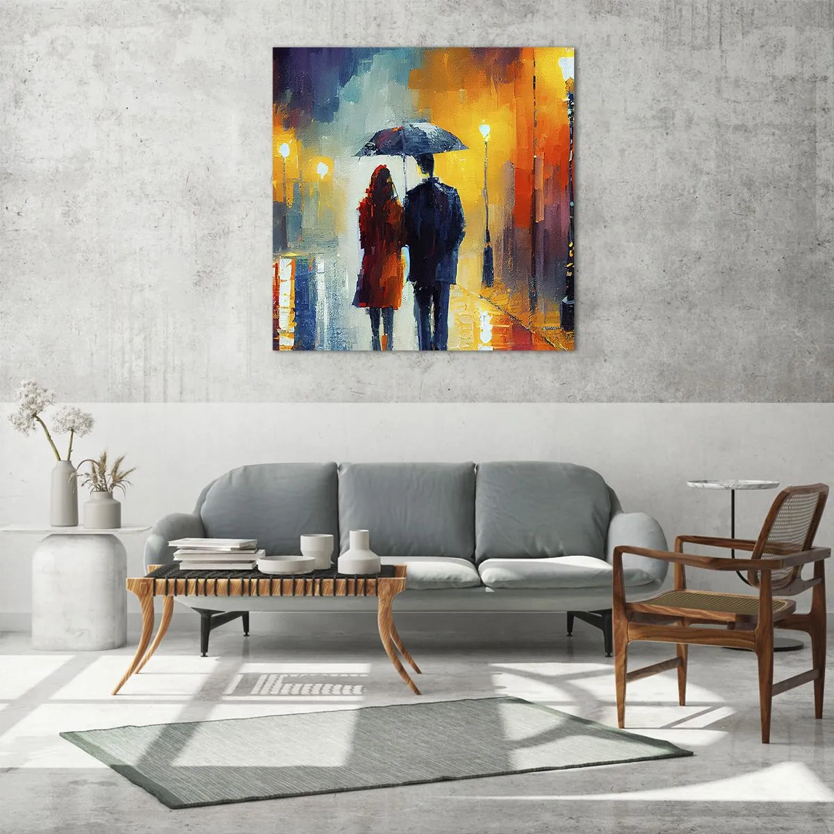 Obraz na szkle - Razem – kolorowa noc - 40x40 cm