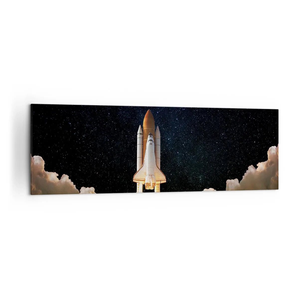 Obraz na płótnie - Startująca rakieta kosmiczna na tle gwiaździstego nieba - 160x50cm - Ad astra! - Nowoczesna dekoracja ścienna do salonu i sypialni ARTTOR