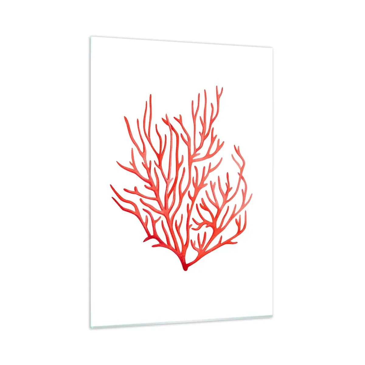 Obraz na szkle - Czerwony koral o filigranowej strukturze na białym tle - 50x70cm - Koralowy filigran - Nowoczesna dekoracja ścienna do salonu, kuchni i sypialni ARTTOR