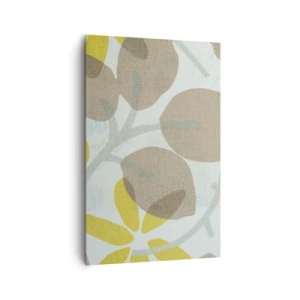 Obraz na płótnie - Abstrakcyjne liście w odcieniach beżu i żółci - 80x120cm - Kompozycja w pełnym słońcu - Nowoczesna dekoracja ścienna do salonu i sypialni ARTTOR