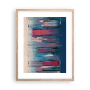 Plakat w ramie jasny dąb - Kompozycja wertykalna w błękicie i czerwieni - 40x50 cm