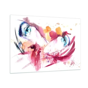 Obraz na szkle - Abstrakcyjne spojrzenie z kolorowymi detalami i postaciami - 100x70cm - W bliskości świat rozkwita - Nowoczesna dekoracja ścienna do salonu, kuchni i sypialni ARTTOR