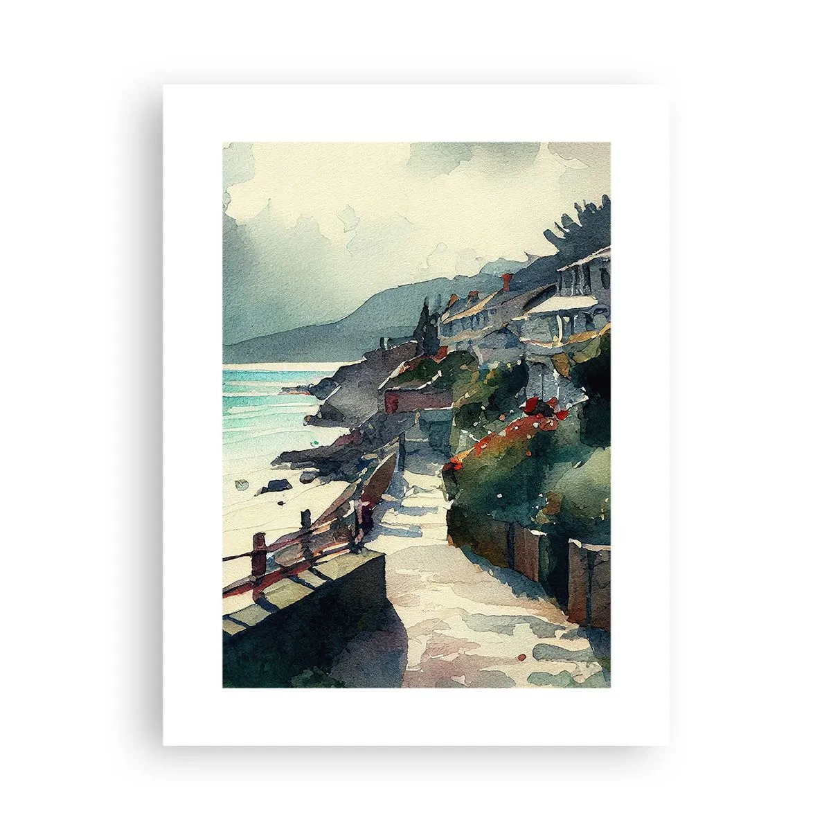 Plakat - Śródziemnomorskie miasteczko - 30x40 cm