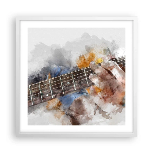 Plakat w białej ramie - Poezja między strunami - 50x50 cm