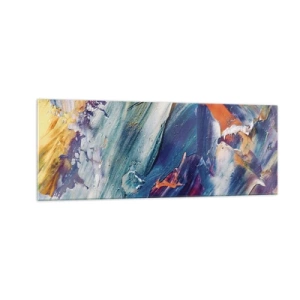 Obraz na szkle - Kolorowa abstrakcja z fakturą farby akrylowej - 140x50cm - Zamęt koloru - Nowoczesna dekoracja ścienna do salonu i sypialni ARTTOR