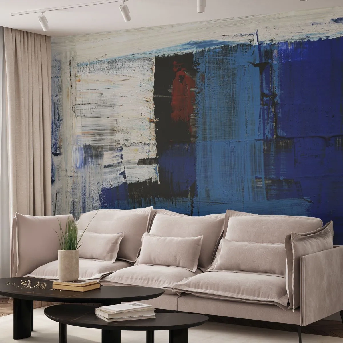 Fototapeta Premium Canvas - Abstrakcyjna kompozycja w odcieniach niebieskiego i bieli - 100x70cm - Sekret błękitu - Nowoczesna dekoracja ścienna do salonu i sypialni ARTTOR