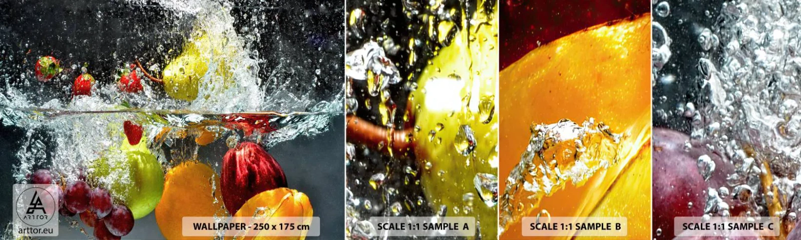Fototapeta Próbka Samoprzylepna Deluxe Sticker - Owocowe orzeźwienie - Owoce, Woda, Kuchnia - 100x30 cm