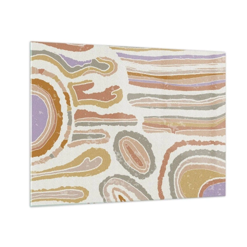 Obraz na szkle - Kolorowe abstrakcyjne formy przypominające przekroje minerałów - 70x50cm - Barwne przekroje - Nowoczesna dekoracja ścienna do salonu i sypialni ARTTOR