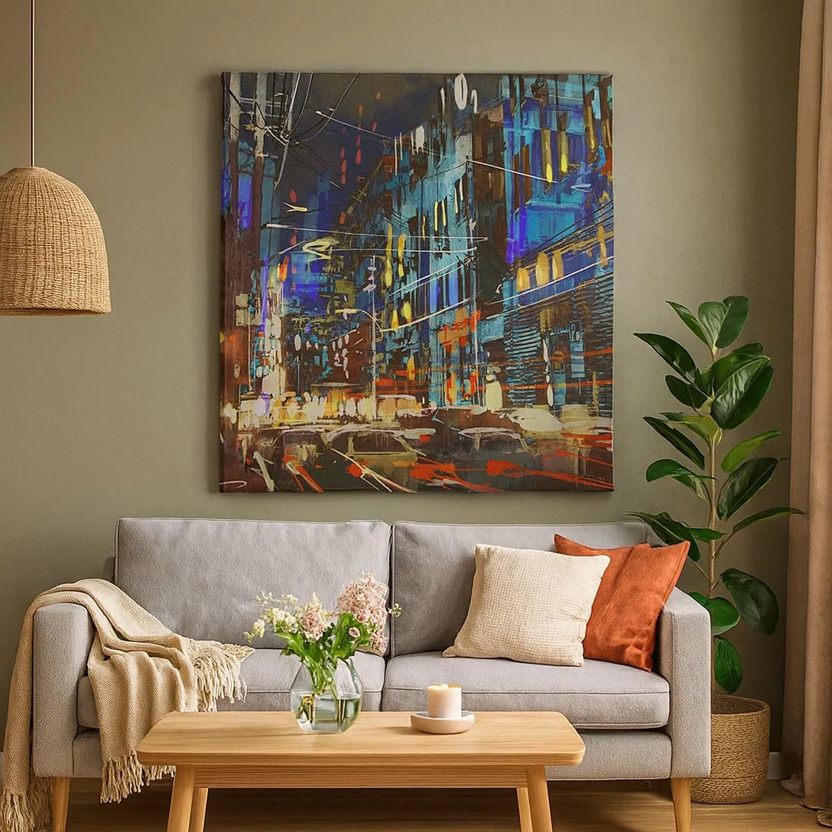 Obraz na płótnie - Wieczorny gwar ulicy - 30x30 cm