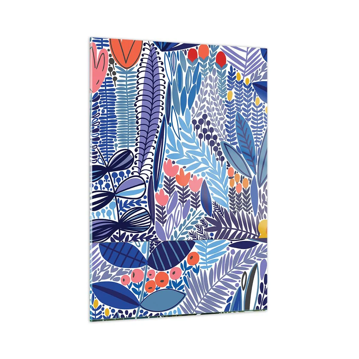 Obraz na szkle - Kolorowa kompozycja roślin w stylu tropikalnym - 50x70cm - Hawajski ogród - Nowoczesna dekoracja ścienna do salonu, kuchni i sypialni ARTTOR
