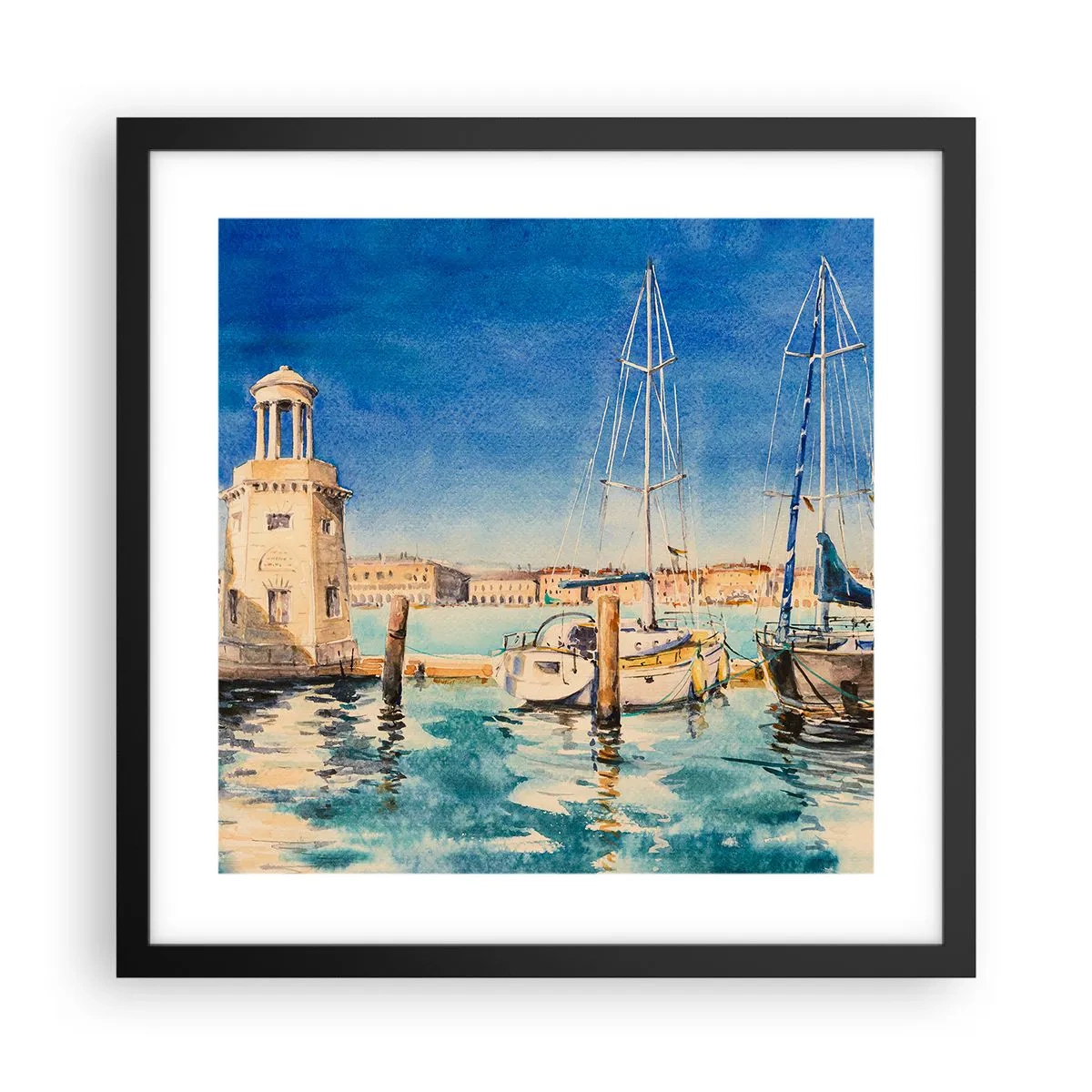 Plakat w czarnej ramie - Słoneczna laguna - 40x40 cm