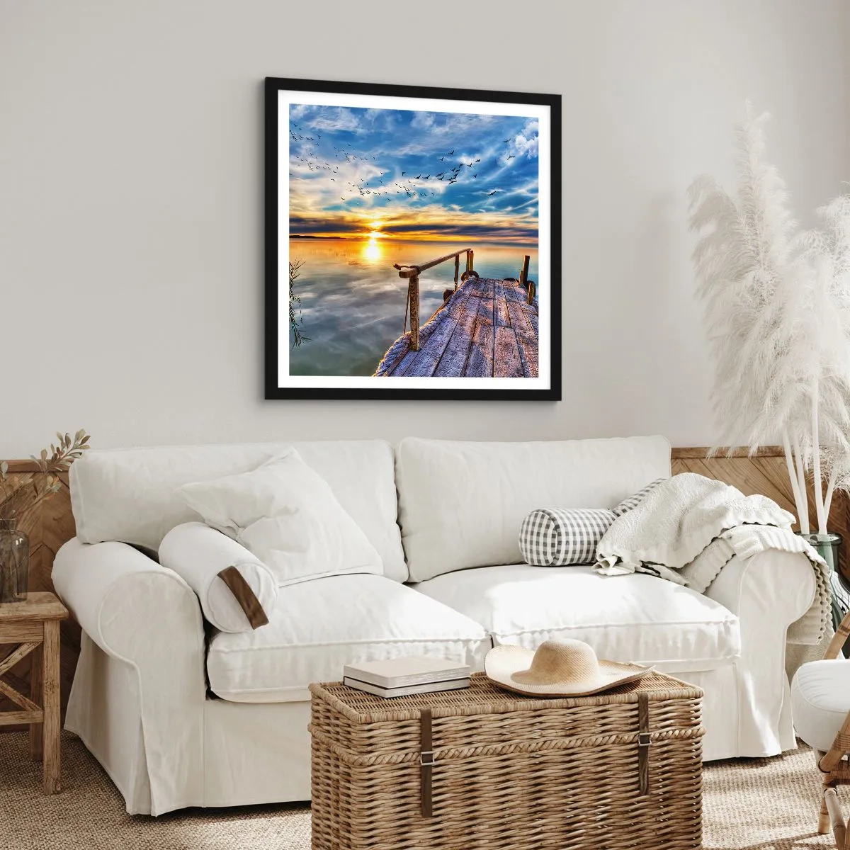 Plakat w czarnej ramie - Wiatr idzie na spoczynek - 40x40 cm