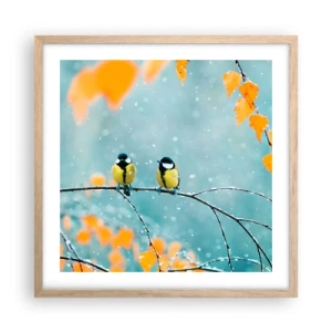 Plakat w ramie jasny dąb - Ptasie plotki - 50x50 cm