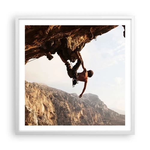 Plakat w białej ramie - Świat skurczony w garści na obrywie głazu - 60x60 cm