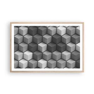 Plakat w ramie jasny dąb - Kubistyczna układanka - 91x61 cm