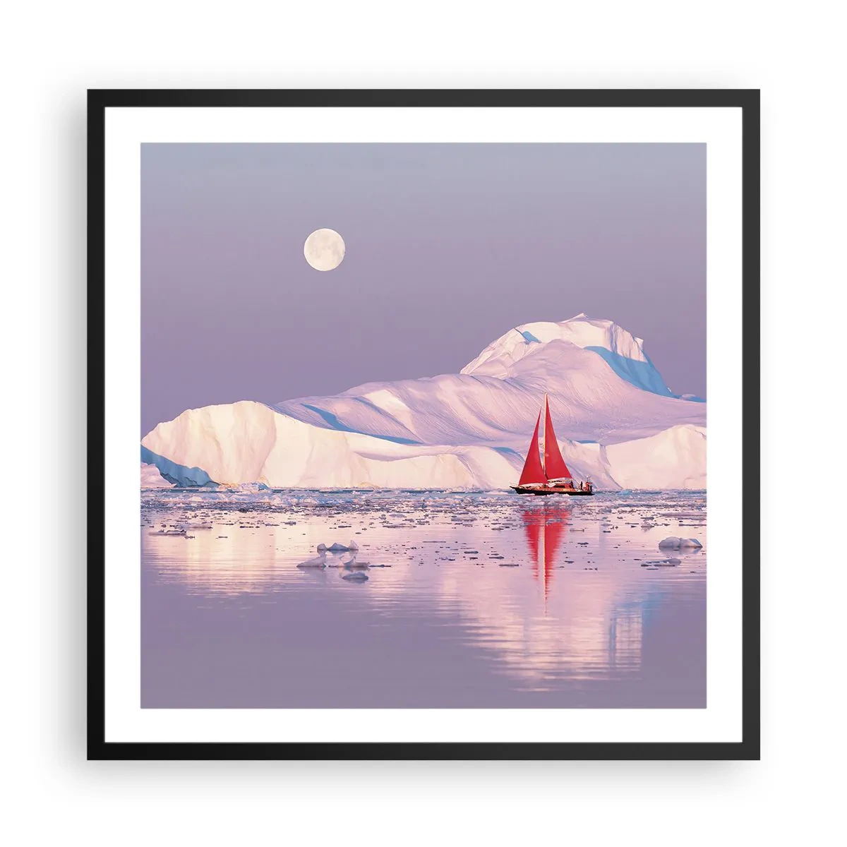 Plakat w czarnej ramie - Żar żagla, chłód lodu - 60x60 cm