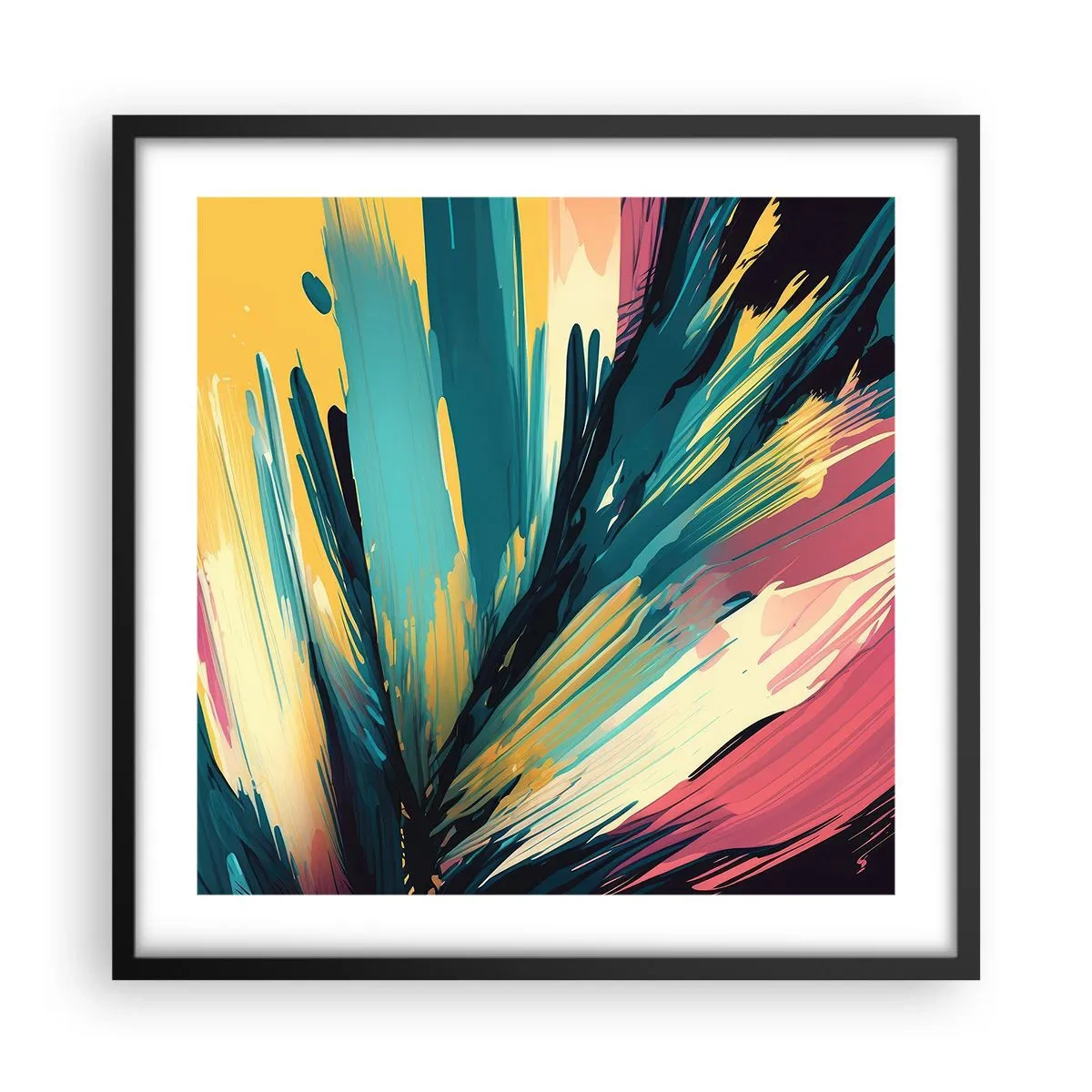 Plakat w czarnej ramie - Kompozycja – eksplozja radości - 50x50 cm