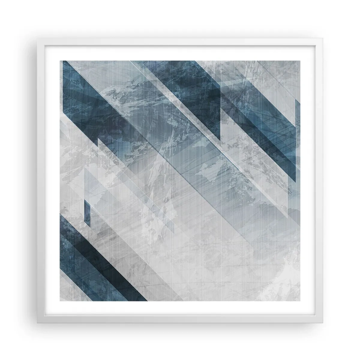 Plakat w białej ramie - Kompozycja przestrzenna – ruch szarości - 60x60 cm
