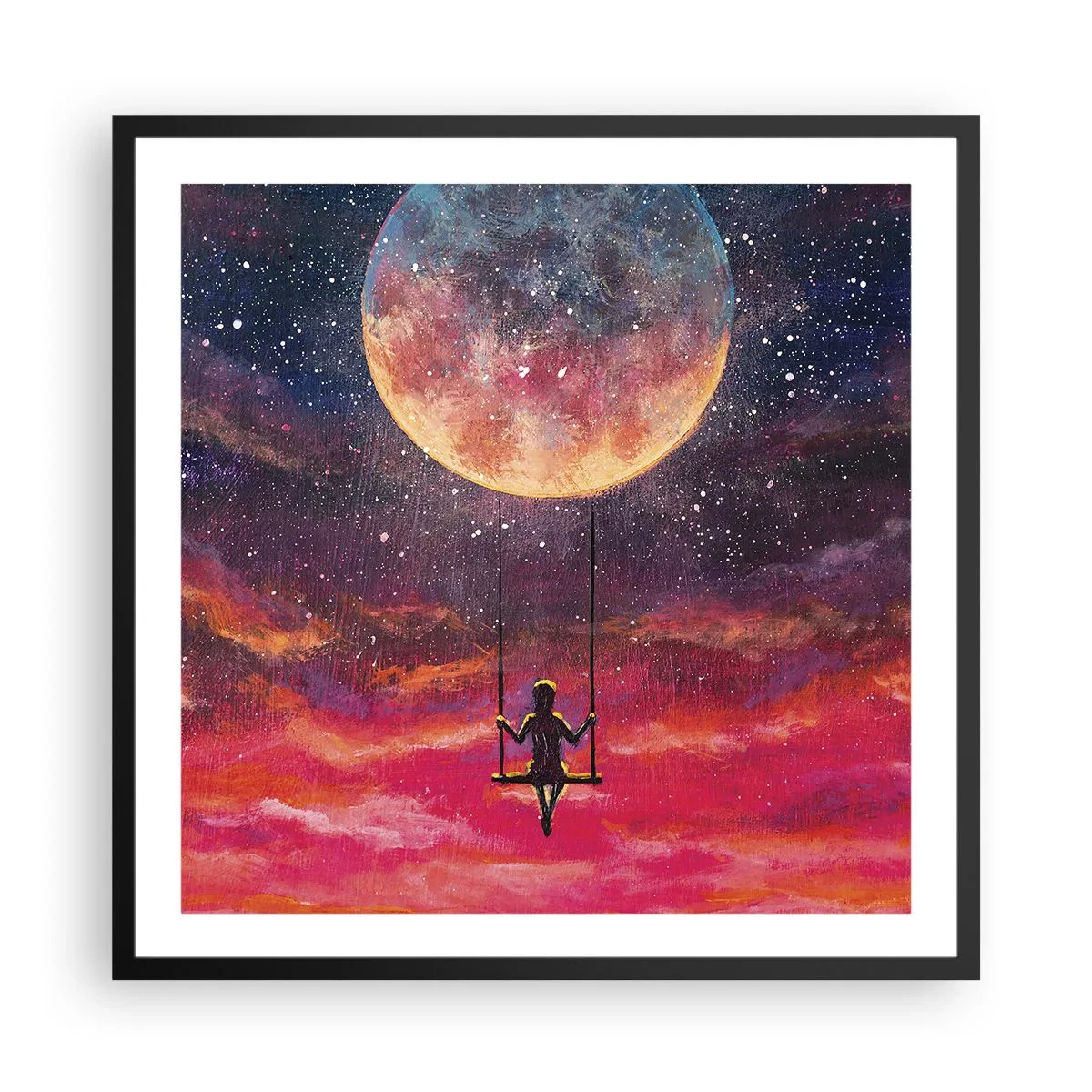 Plakat w czarnej ramie - Bujać w obłokach - 60x60 cm