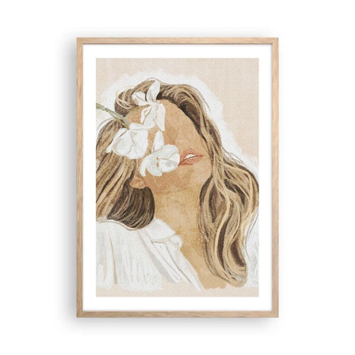 Plakat w ramie jasny dąb - Wśród kwiatów w uniesieniu - 50x70 cm