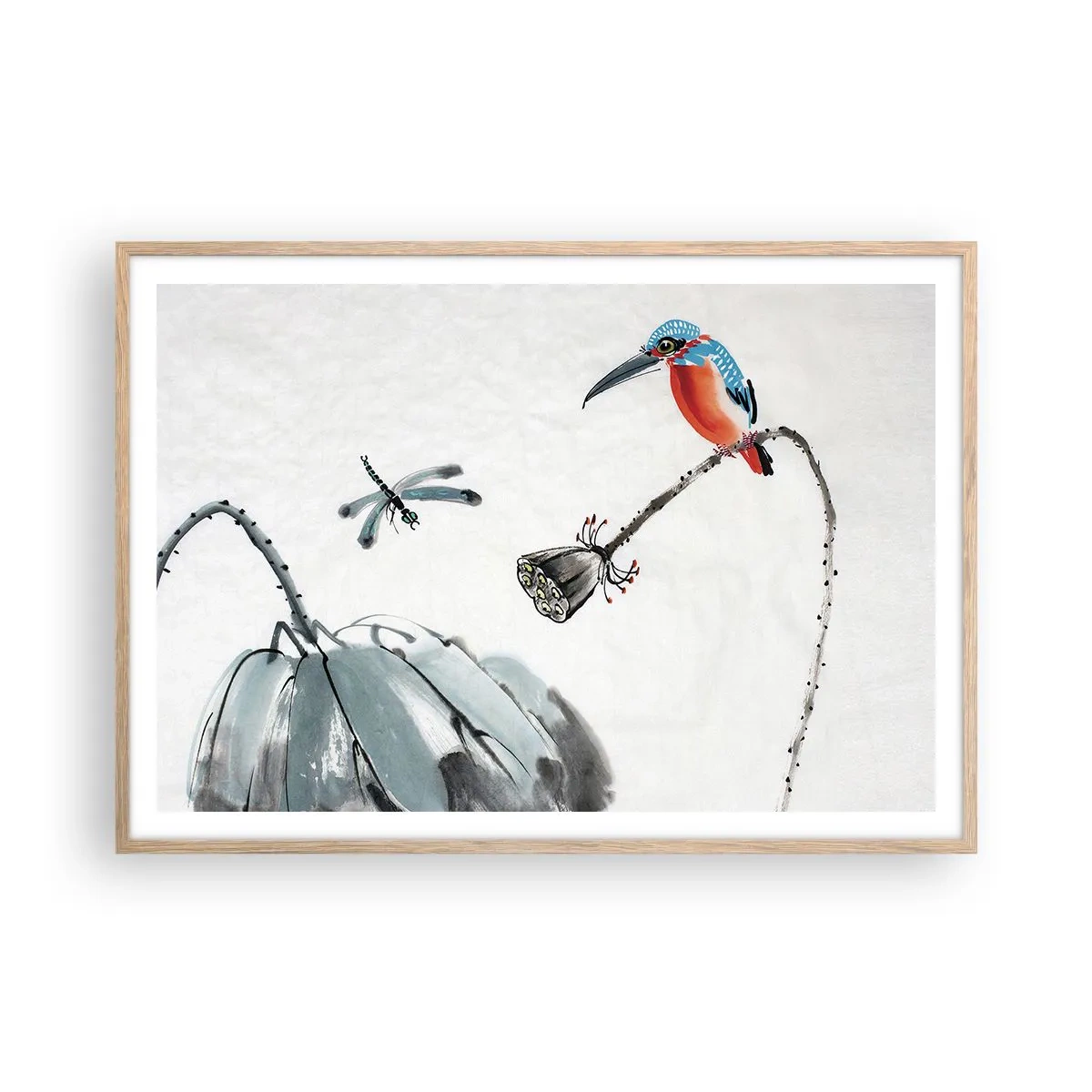 Plakat w ramie jasny dąb - Życie łąki - 100x70 cm