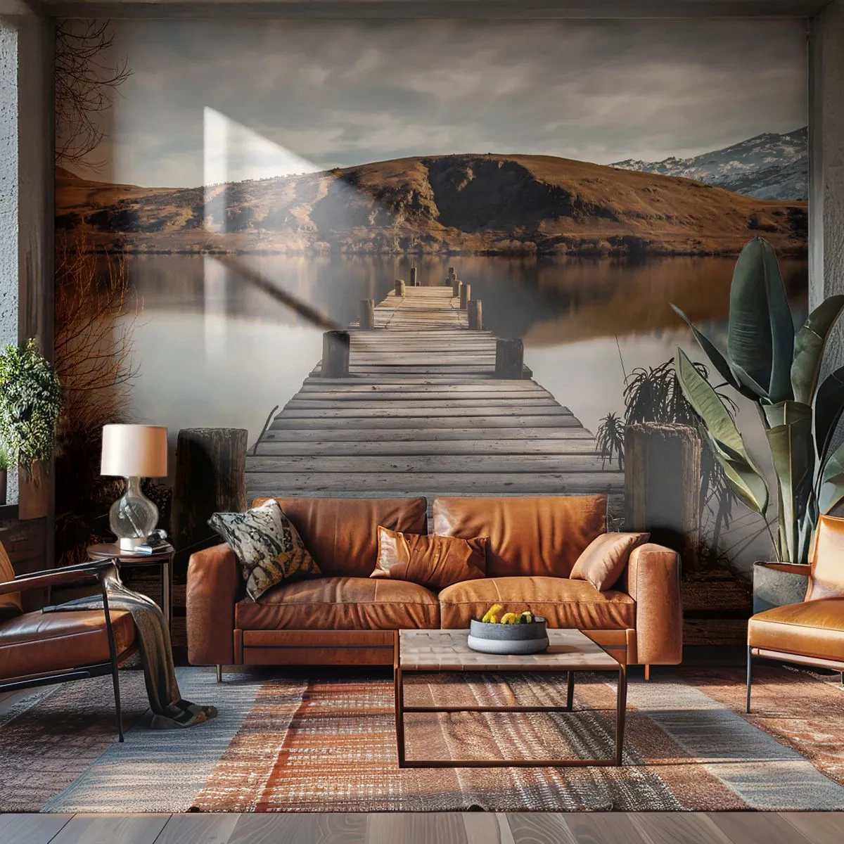 Fototapeta Premium Sand - Pejzaż w ciszy - Krajobraz, Pomost, Jezioro - 350x256 cm