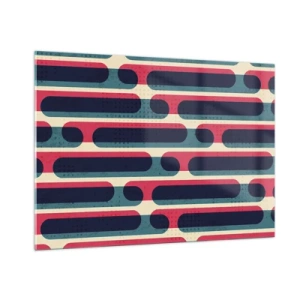 Obraz na szkle - Abstrakcyjne linie w stylu retro - 100x70cm - W głąb i do przodu - Nowoczesna dekoracja ścienna do salonu, kuchni i sypialni ARTTOR