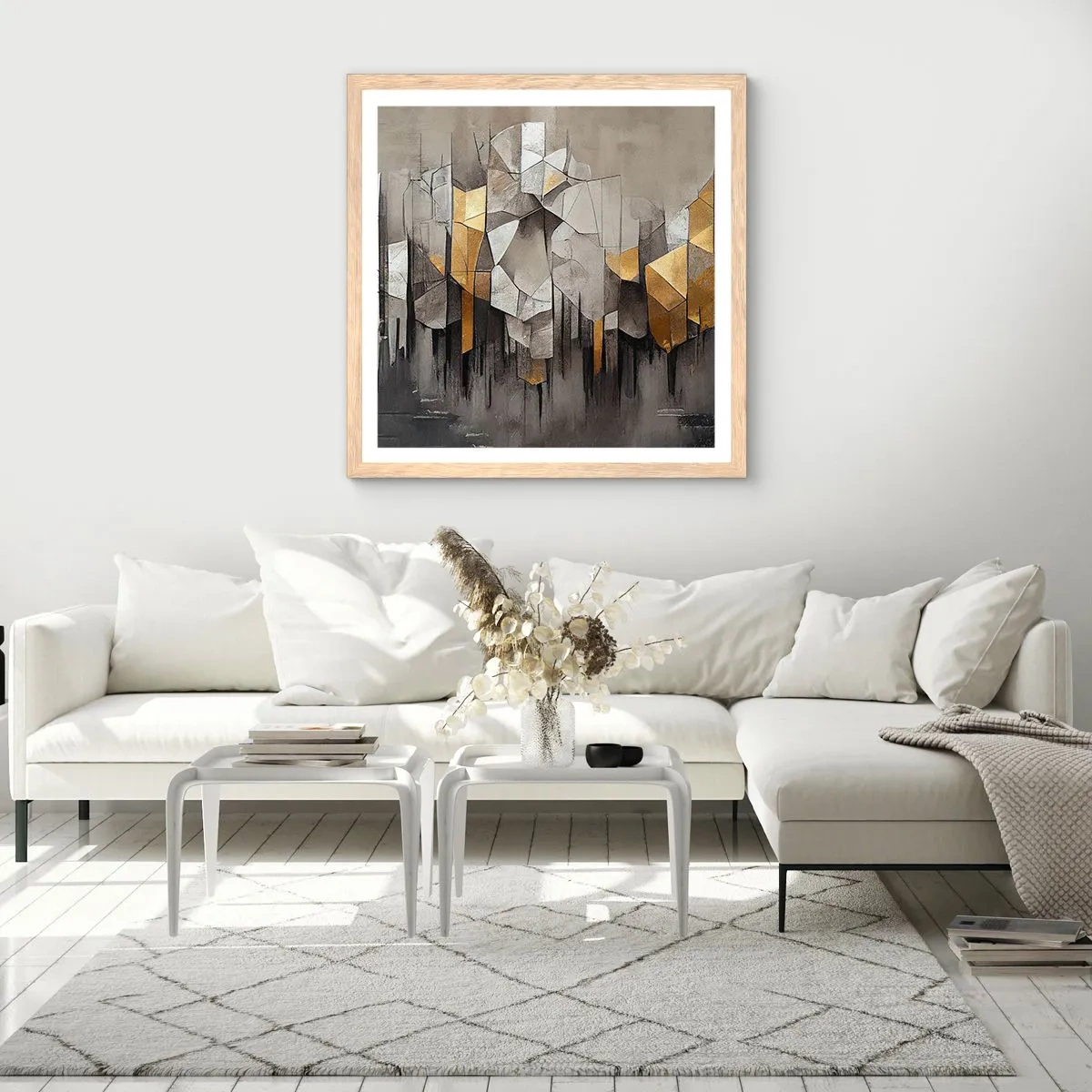 Plakat w ramie jasny dąb - Kompozycja z lodu i światła - 60x60 cm