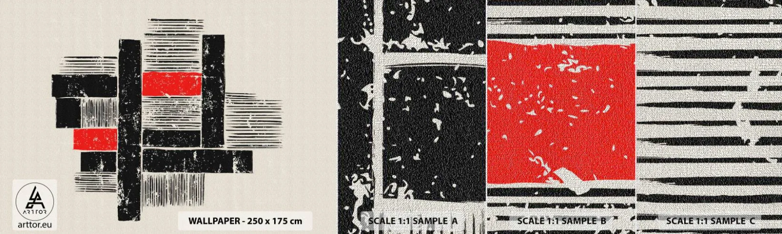 Fototapeta Próbka Premium Canvas - Czerwone i czarne - Abstrakcja, Sztuka Współczesna, Industrialny - 100x30 cm