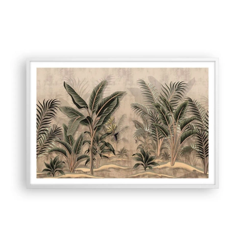 Plakat w białej ramie - Rycina w kolonialnym stylu - 91x61 cm