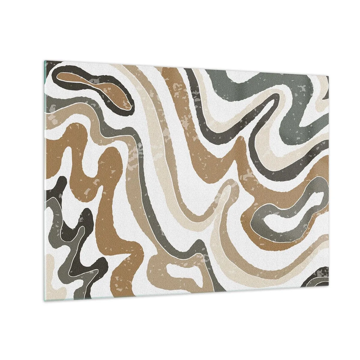Obraz na szkle - Abstrakcyjny wzór w ziemistych barwach - 70x50cm - Meandry barw ziemi - Nowoczesna dekoracja ścienna do salonu i sypialni ARTTOR