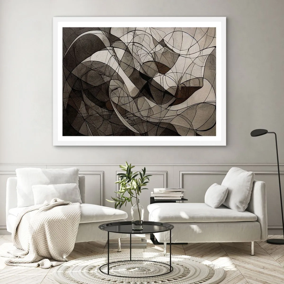 Plakat w białej ramie - Cyrkulacja barw ziemi - 100x70 cm