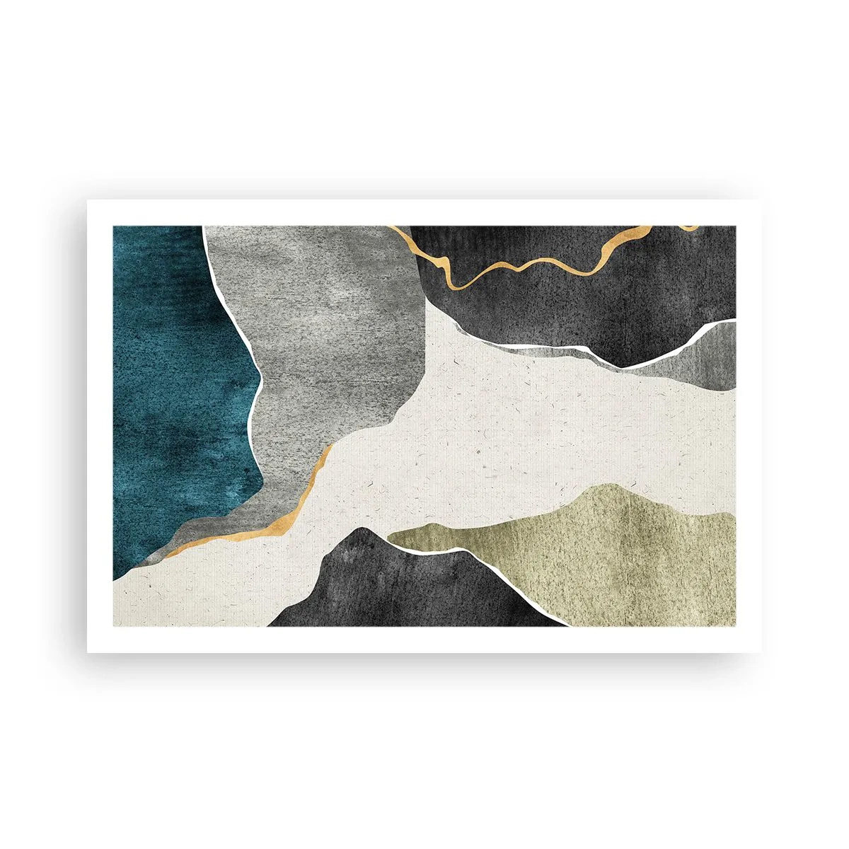 Plakat - Mozaikowa kompozycja z nitką złota - 91x61 cm