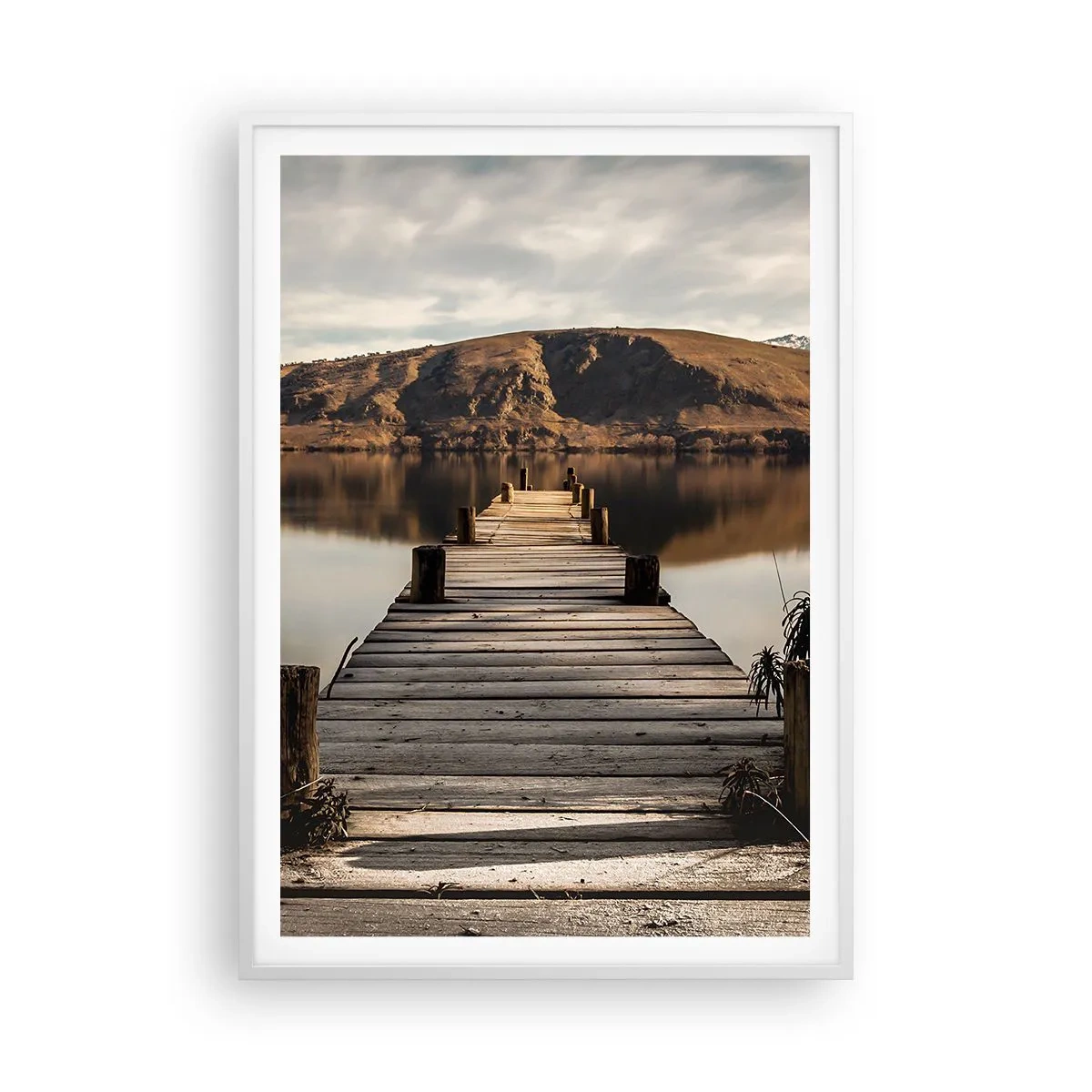 Plakat w białej ramie - Pejzaż w ciszy - 70x100 cm