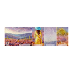 Fototapeta Próbka Premium Canvas - W lawendowym świecie - Krajobraz, Kobieta, Pole Lawendy - 100x30 cm