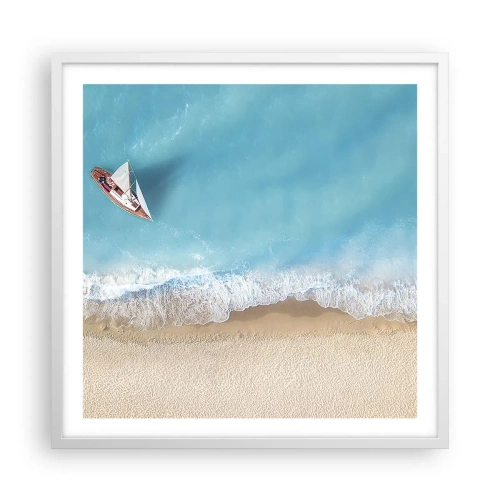 Plakat w białej ramie - Na granicy błękitu i złota - 60x60 cm