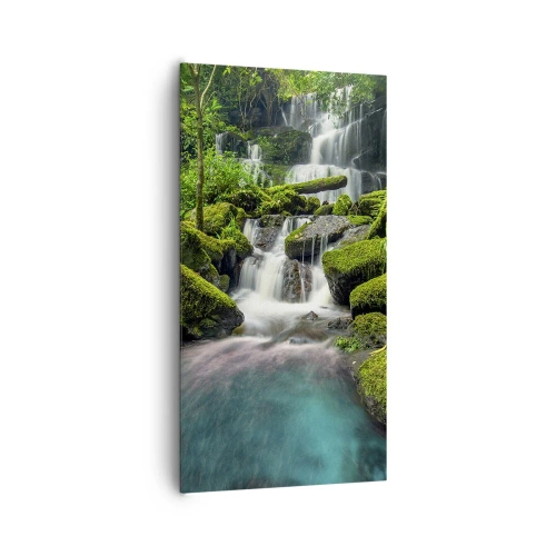 Obraz na płótnie - Turkus, szafiry i płynne srebro - 65x120 cm