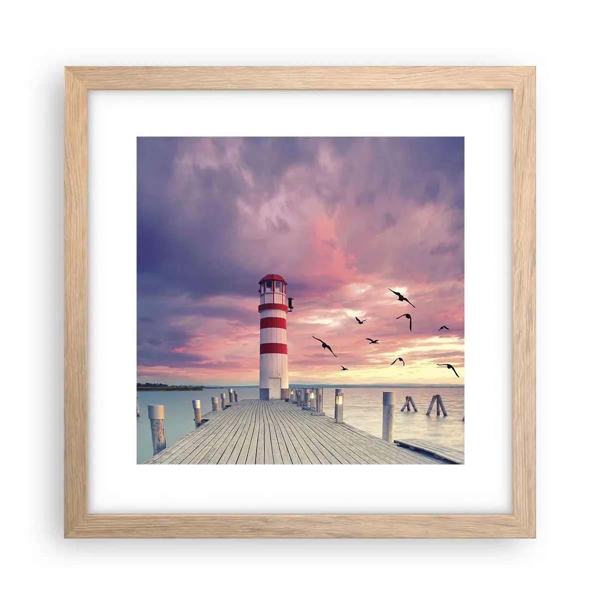 Plakat w ramie jasny dąb - Pora do portu - 30x30 cm