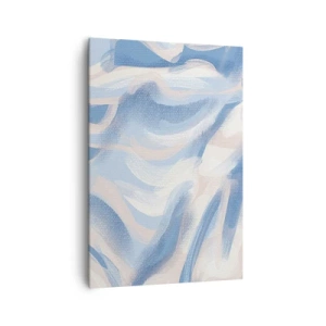 Obraz na płótnie - Abstrakcyjne pociągnięcia pędzla w odcieniach błękitu i beżu - 70x100cm - Błękitne falowanie - Nowoczesna dekoracja ścienna do salonu i sypialni ARTTOR