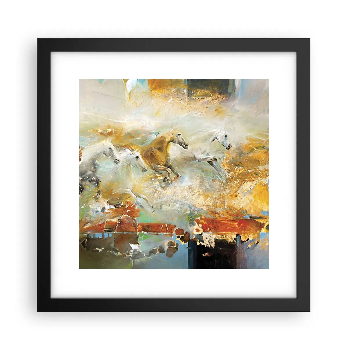 Plakat w czarnej ramie - Galopem przez światło - 30x30 cm