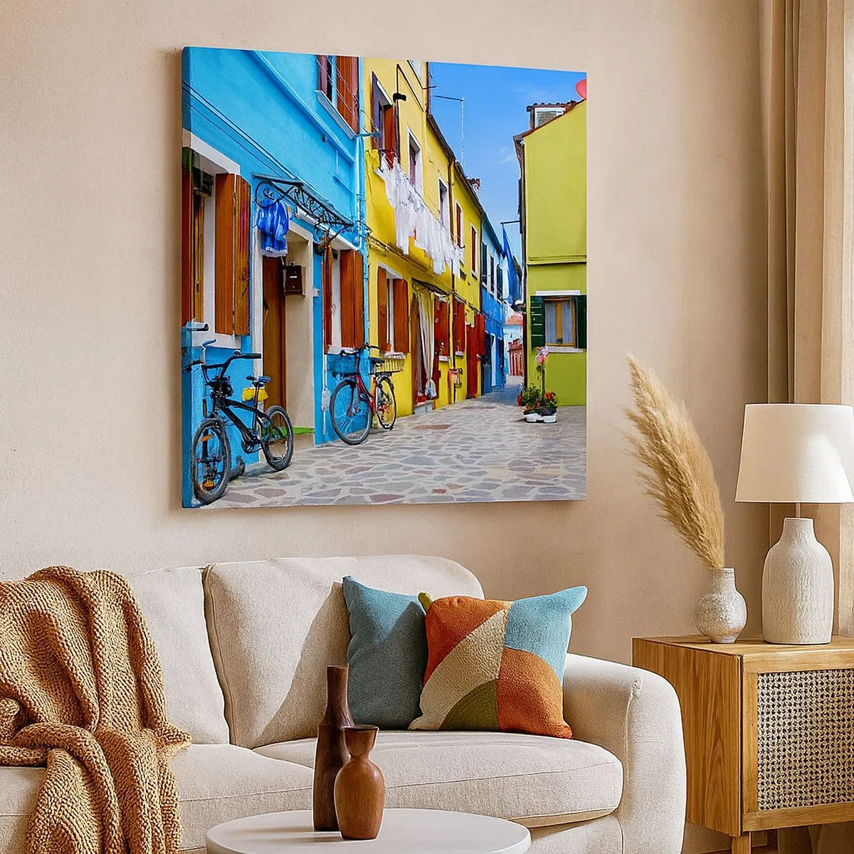 Obraz na płótnie - Pastelowy, słodki zaułek - 30x30 cm