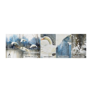 Fototapeta Próbka Premium Canvas - Jak w baśni o dzikich łabędziach - Łabędzie, Ptaki, Pejzaż - 100x30 cm
