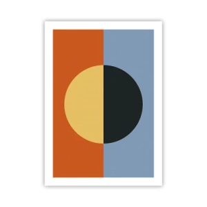 Plakat - Geometryczna kompozycja z kołem i kontrastowymi kolorami - 50x70cm - Kompozycja ciepła i chłodu - Nowoczesna dekoracja ścienna do salonu, kuchni i sypialni ARTTOR