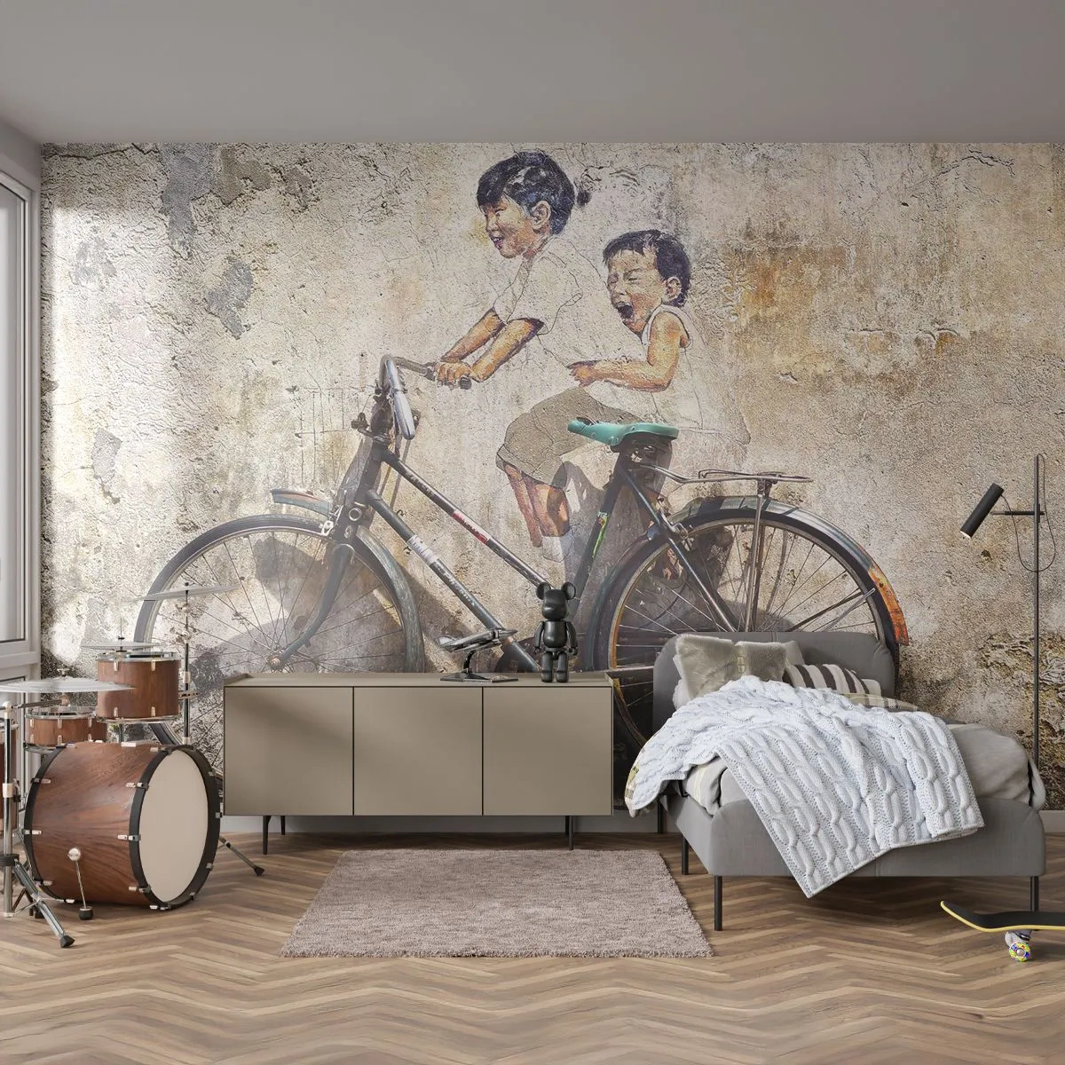 Fototapeta Samoprzylepna Deluxe Sticker - Prawda czy fałsz? - Abstrakcja, Mural, Rower - 250x175 cm