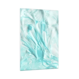 Obraz na szkle - Abstrakcyjny motyw w pastelowych odcieniach błękitu i bieli - 80x120cm - Na zawsze razem - Nowoczesna dekoracja ścienna do salonu i sypialni ARTTOR