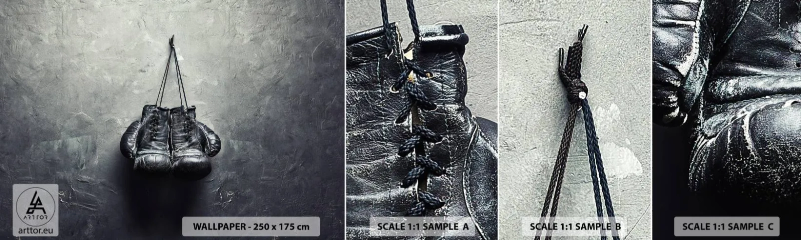 Fototapeta Próbka Samoprzylepna Deluxe Sticker - Czas walki i czas pokoju - Boks, Rękawice Bokserskie, Vintage - 100x30 cm