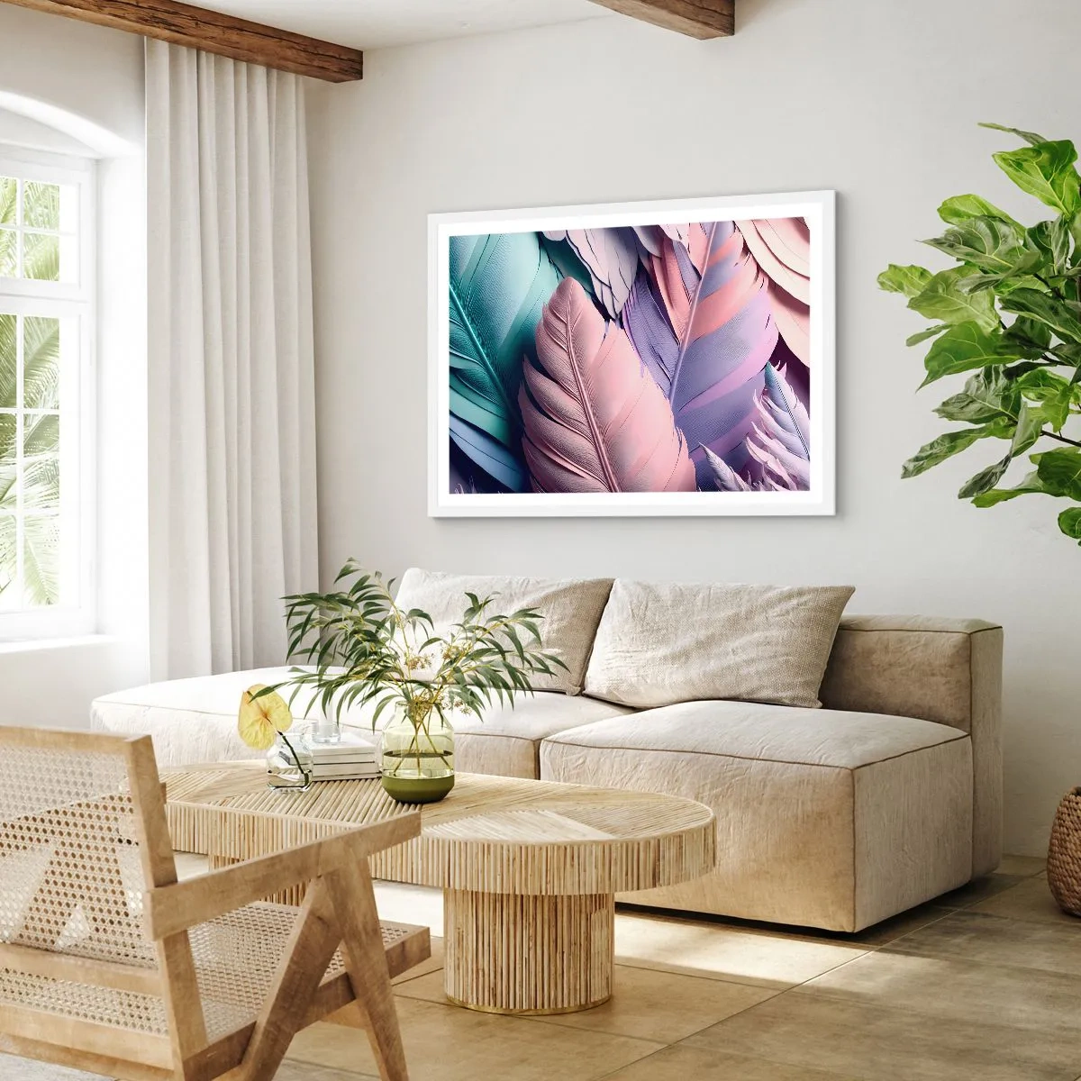 Plakat w białej ramie - Ptasi szyk - 40x30 cm