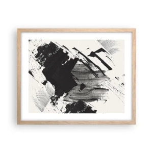 Plakat w ramie jasny dąb - Abstrakcja – ekspresja czerni - 50x40 cm